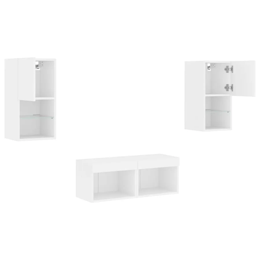 Meuble TV muraux 4 pcs avec lumières LED blanc - 6
