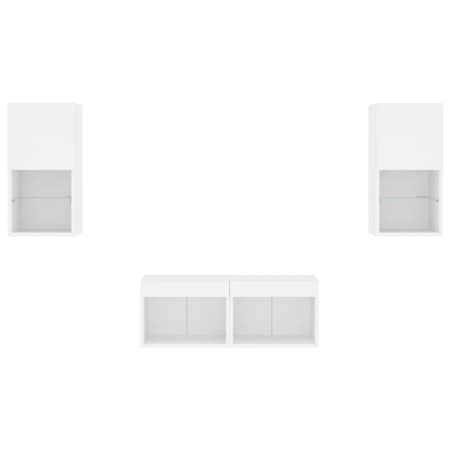 Meuble TV muraux 4 pcs avec lumières LED blanc - 7