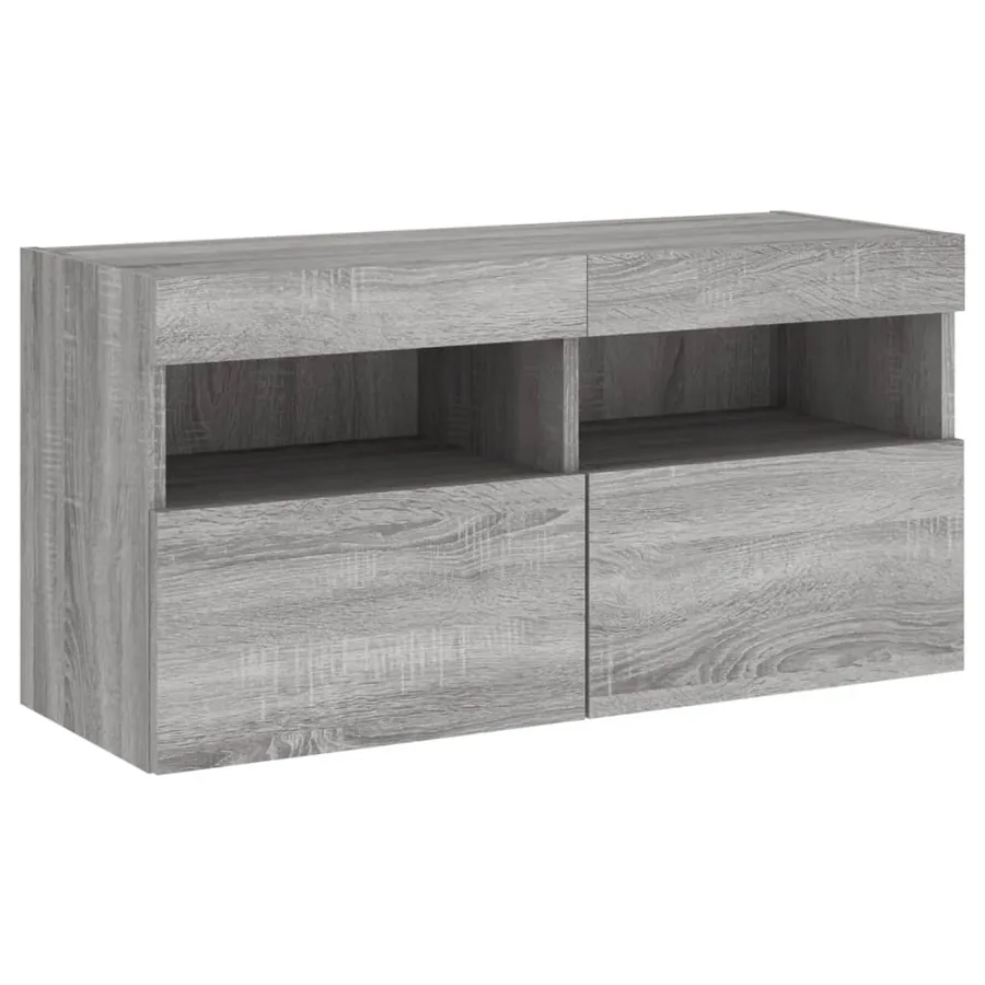 Unités murales TV avec LED 4 pcs gris sonoma bois d'ingénierie - 10