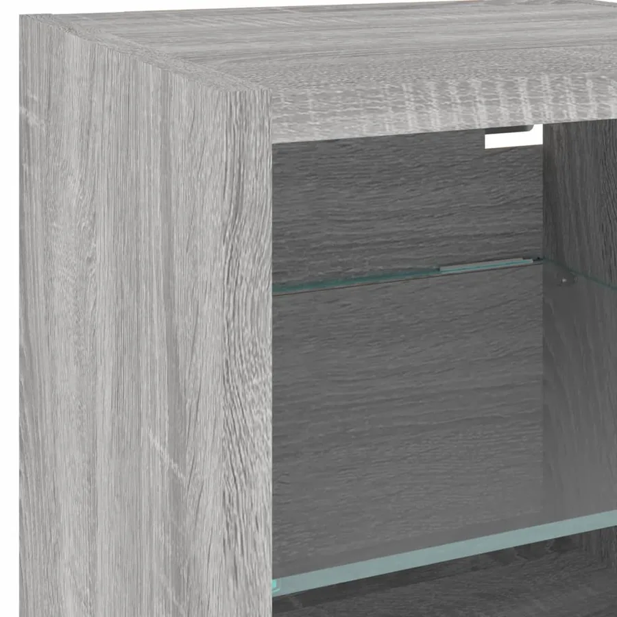 Unités murales TV avec LED 4 pcs gris sonoma bois d'ingénierie - 12