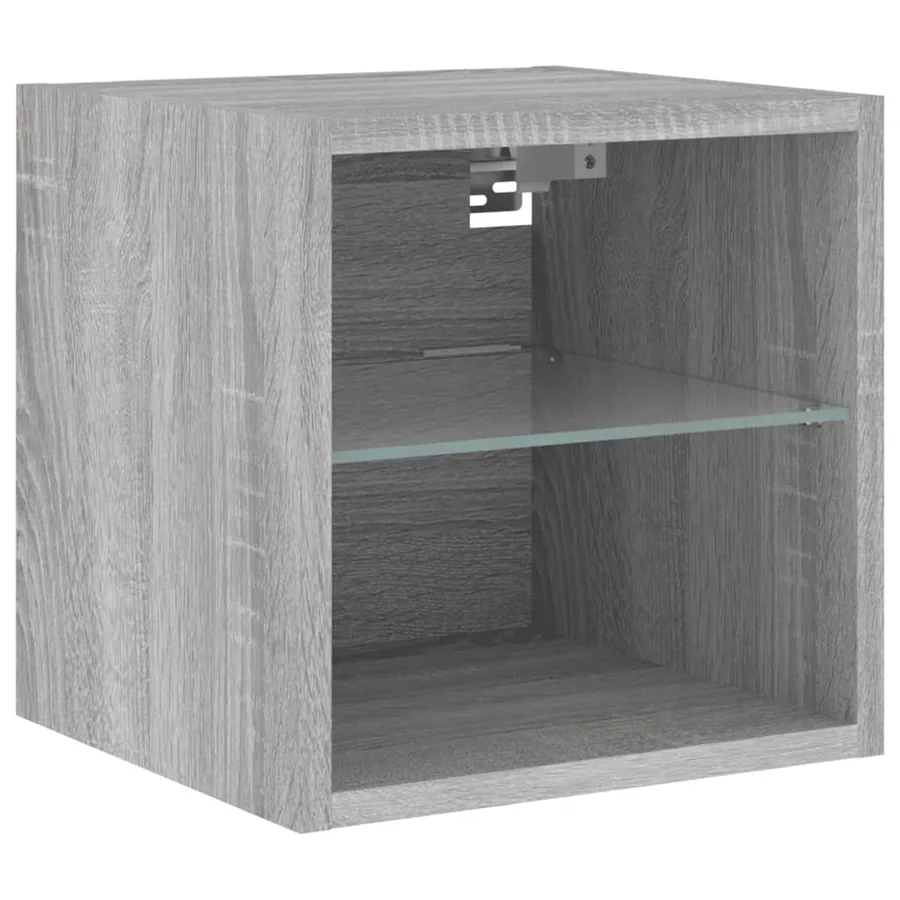 Unités murales TV avec LED 4 pcs gris sonoma bois d'ingénierie - 9