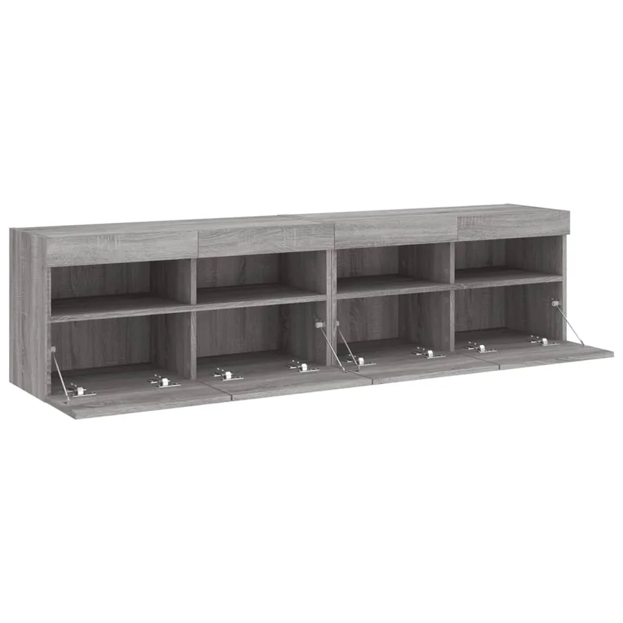 Meubles TV muraux et lumières LED 2pcs sonoma gris 80x30x40 cm - 7