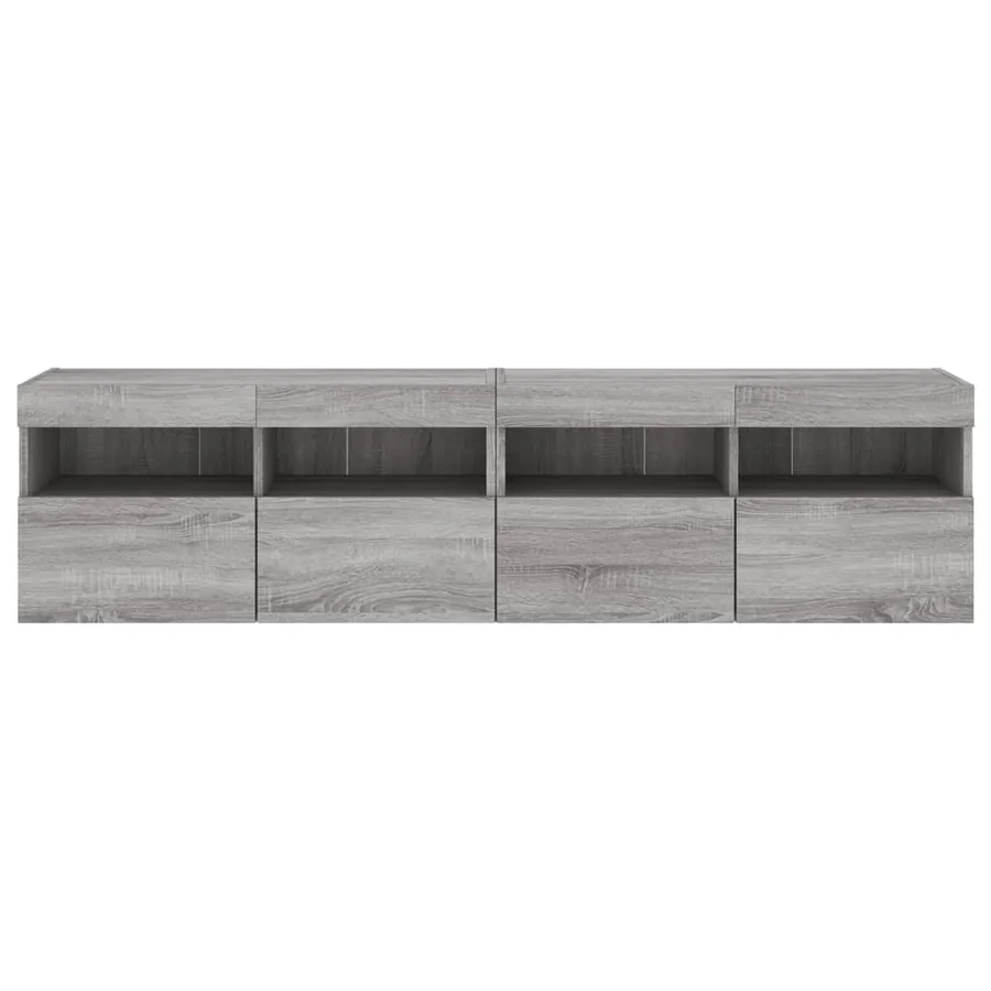 Meubles TV muraux et lumières LED 2pcs sonoma gris 80x30x40 cm - 8