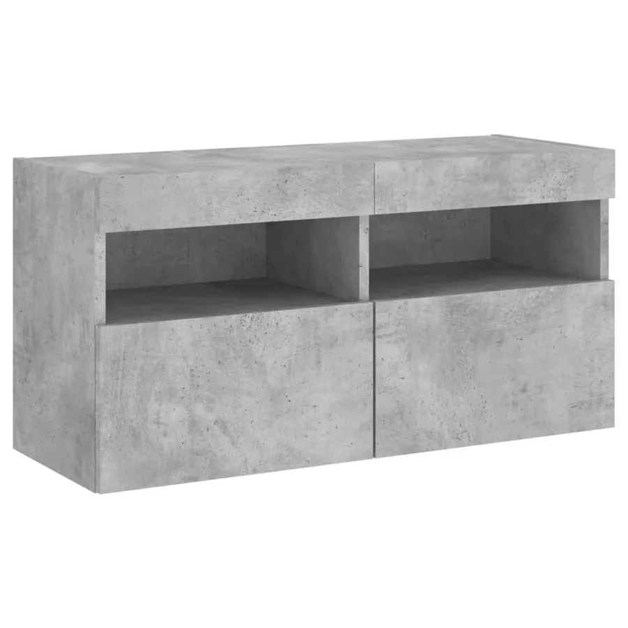 Unités murales TV avec LED 4 pcs gris béton bois d'ingénierie - 10