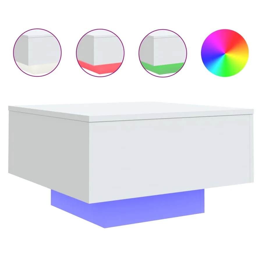 Table basse avec lumières LED blanc 55x55x31 cm - 2