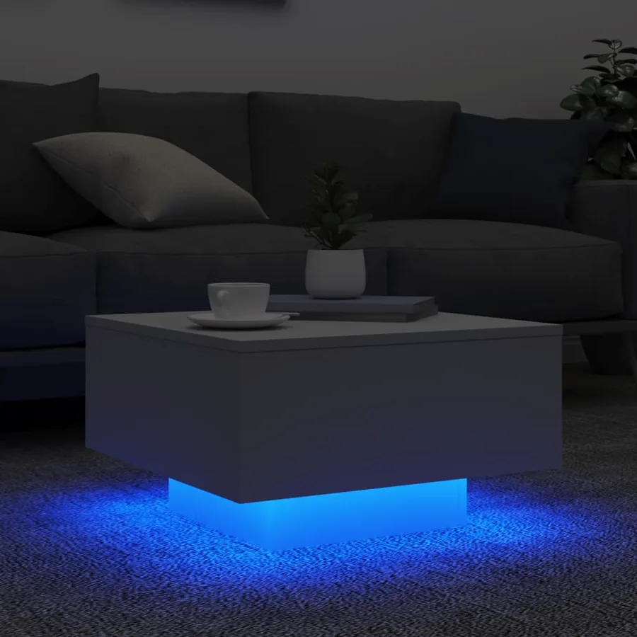 Table basse avec lumières LED blanc 55x55x31 cm - 4