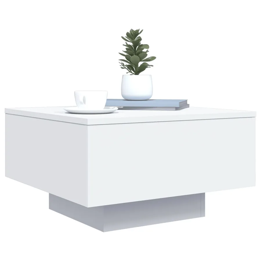 Table basse avec lumières LED blanc 55x55x31 cm - 6