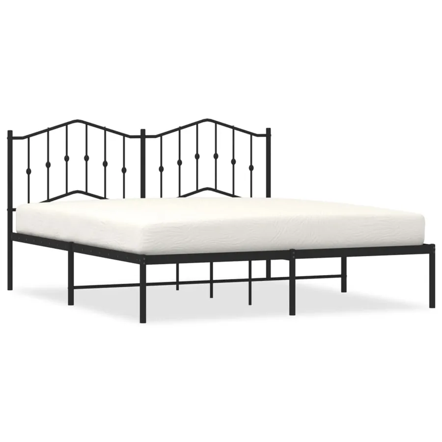 Cadre de lit métal sans matelas et tête de lit noir 160x200 cm - 2