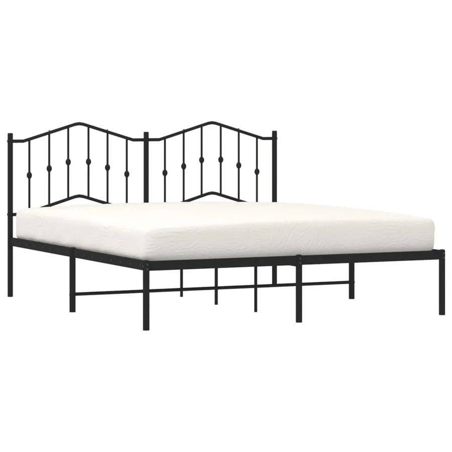 Cadre de lit métal sans matelas et tête de lit noir 160x200 cm - 3