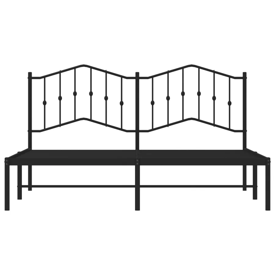 Cadre de lit métal sans matelas et tête de lit noir 160x200 cm - 5