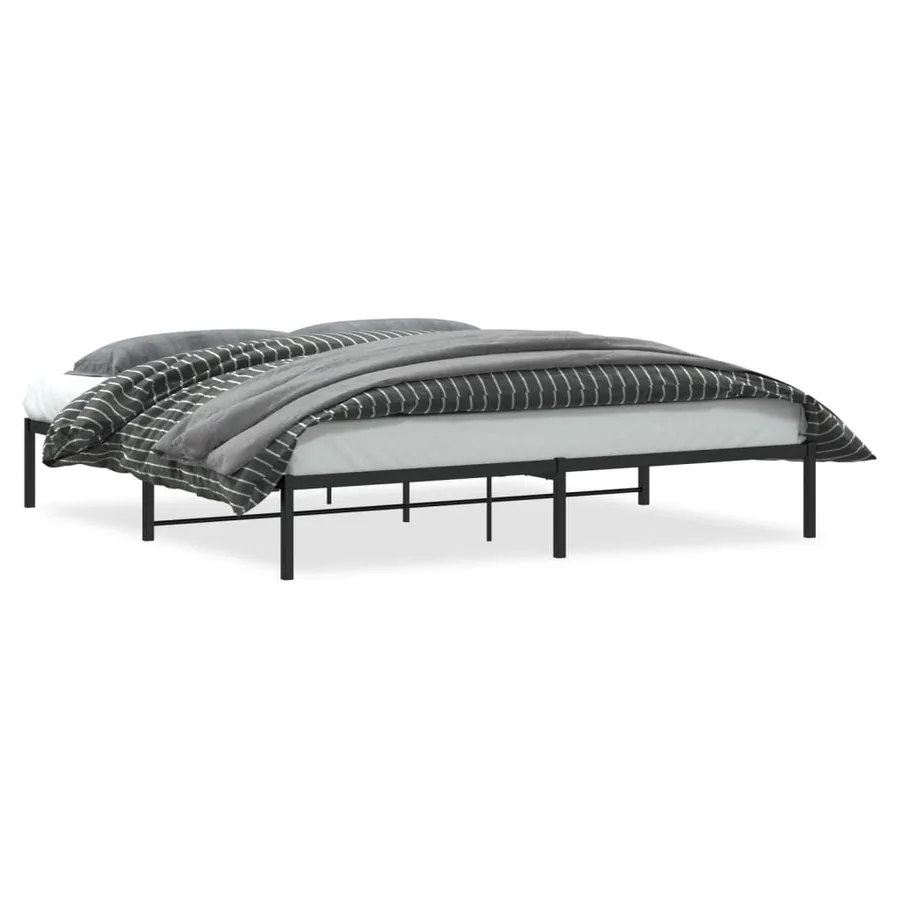 Cadre de lit métal sans matelas noir 200x200 cm - 2