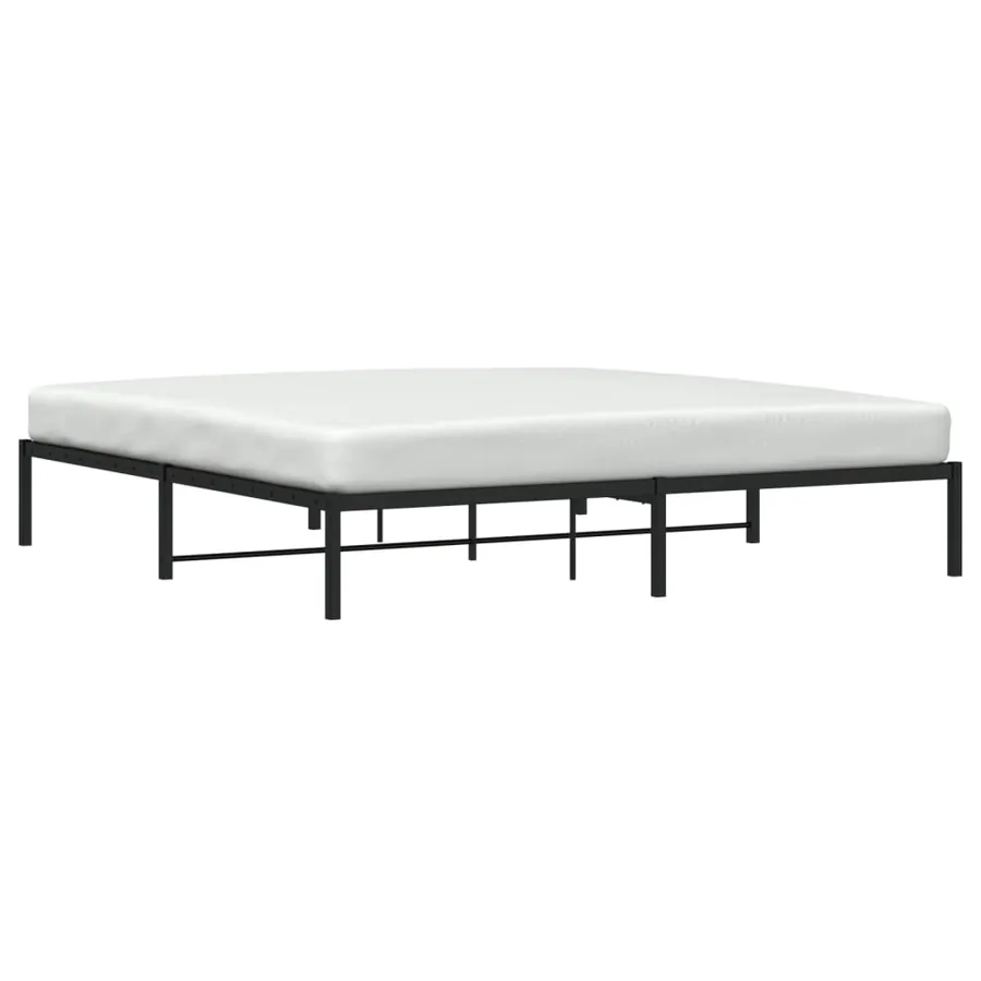 Cadre de lit métal sans matelas noir 200x200 cm - 3