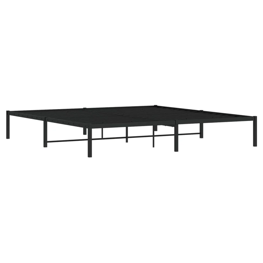 Cadre de lit métal sans matelas noir 200x200 cm - 4