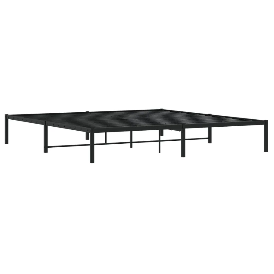 Cadre de lit métal sans matelas noir 200x200 cm - 7