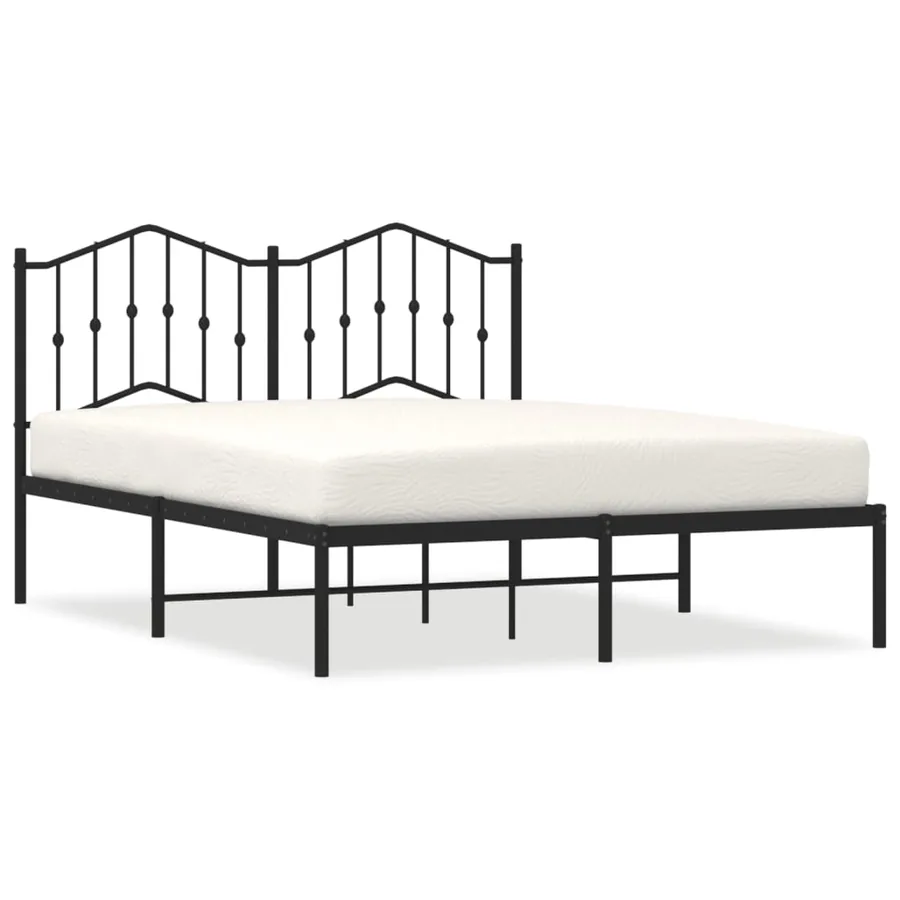 Cadre de lit métal sans matelas avec tête de lit noir 140x200cm - 2