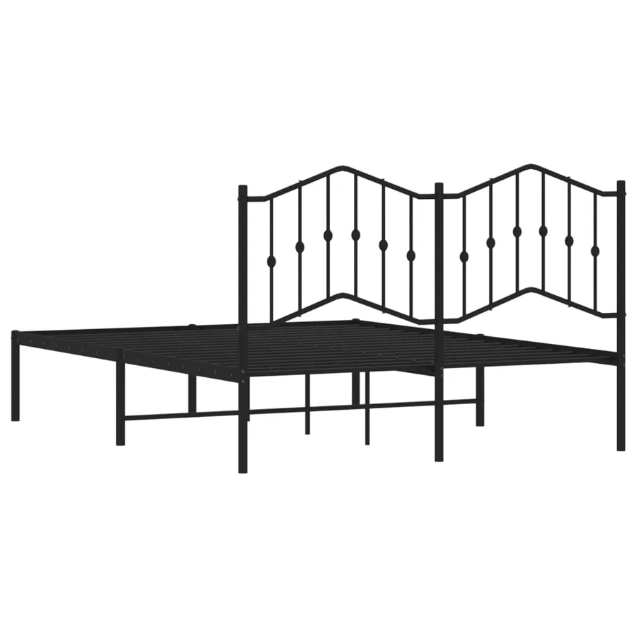Cadre de lit métal sans matelas avec tête de lit noir 140x200cm - 7