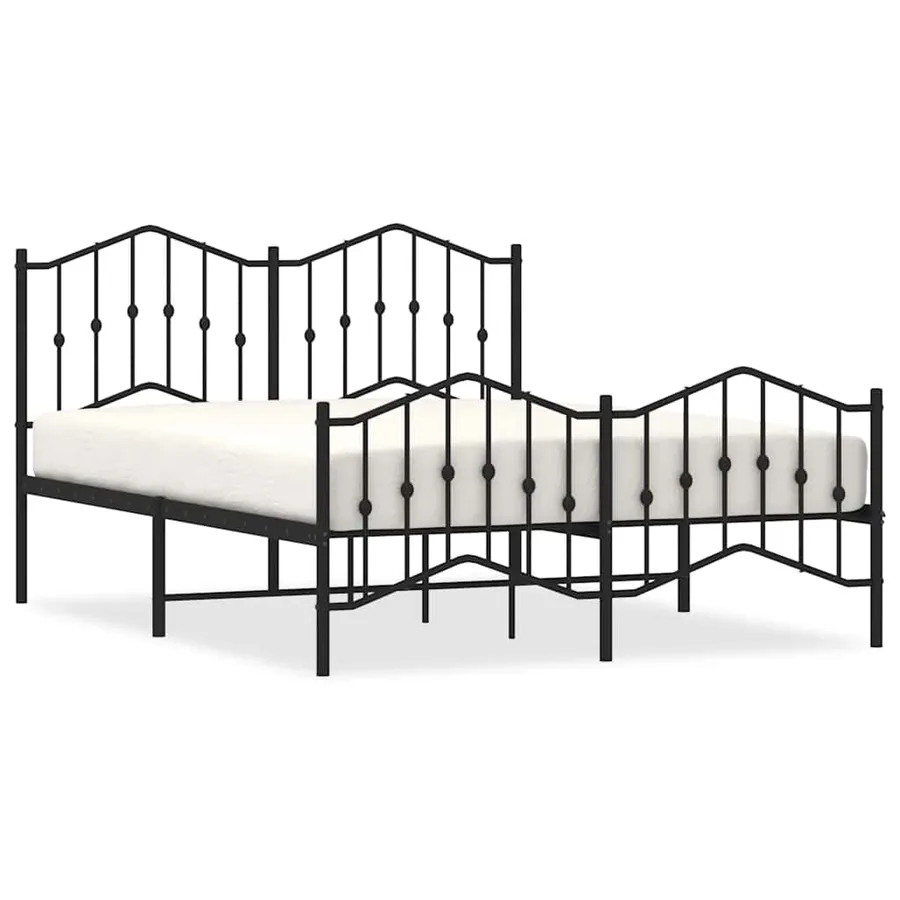 Cadre de lit métal sans matelas avec pied de lit noir 150x200cm - 2