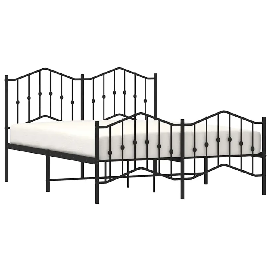 Cadre de lit métal sans matelas avec pied de lit noir 150x200cm - 4