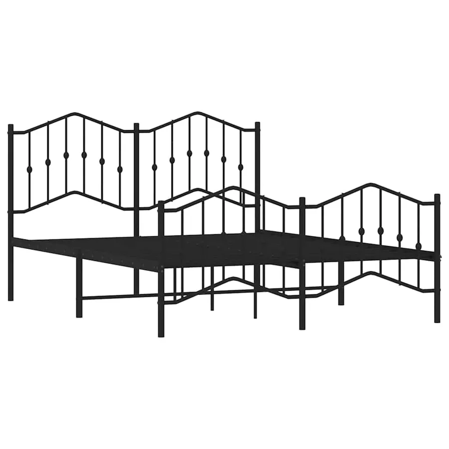 Cadre de lit métal sans matelas avec pied de lit noir 150x200cm - 5