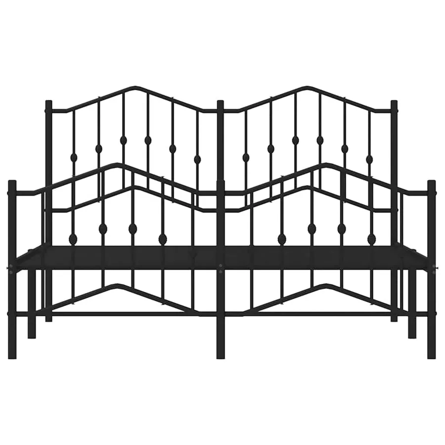 Cadre de lit métal sans matelas avec pied de lit noir 150x200cm - 6