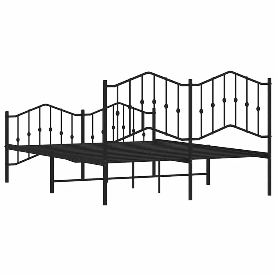 Cadre de lit métal sans matelas avec pied de lit noir 150x200cm - 8