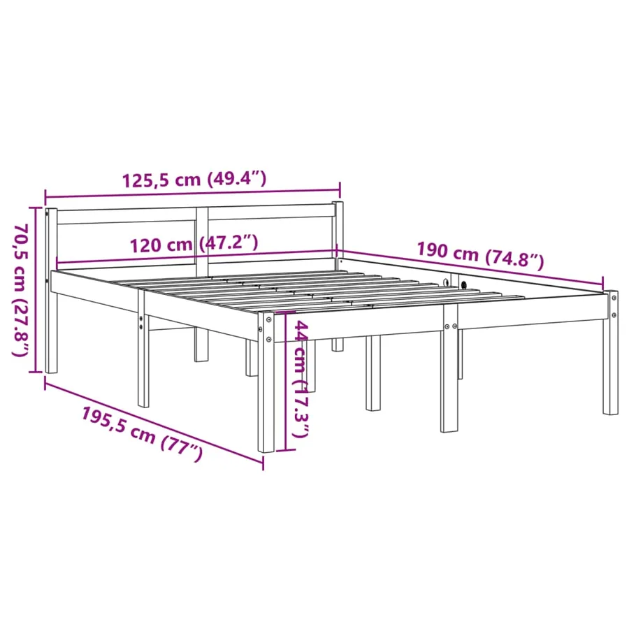 Lit pour personne âgée sans matelas 120x190 cm bois pin massif - 9