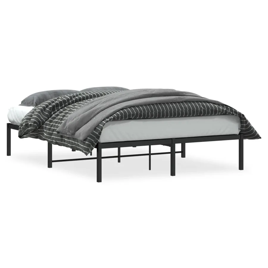 Cadre de lit métal sans matelas noir 140x190 cm - 2
