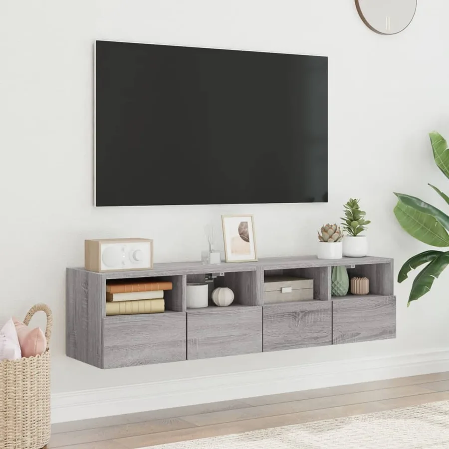 Meubles TV muraux 2pcs sonoma gris 60x30x30cm bois d'ingénierie - 3