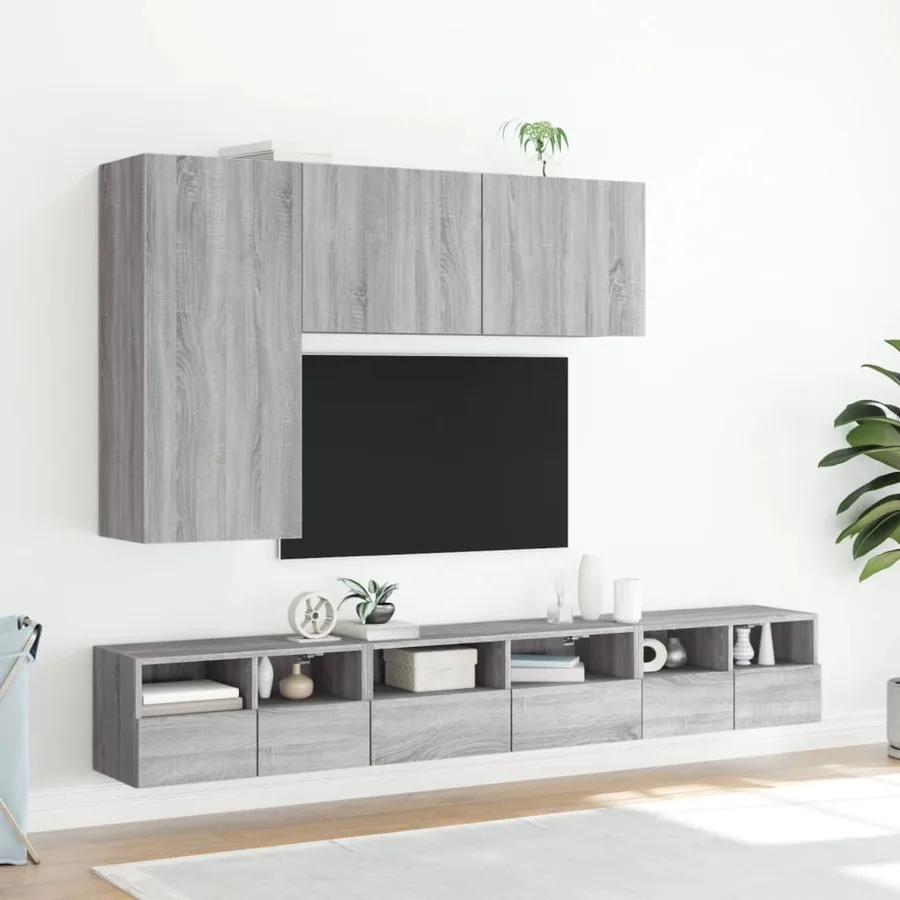 Meubles TV muraux 2pcs sonoma gris 60x30x30cm bois d'ingénierie - 4