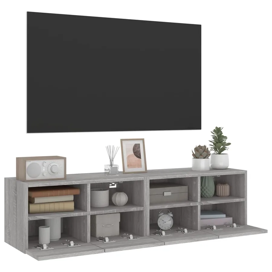 Meubles TV muraux 2pcs sonoma gris 60x30x30cm bois d'ingénierie - 5