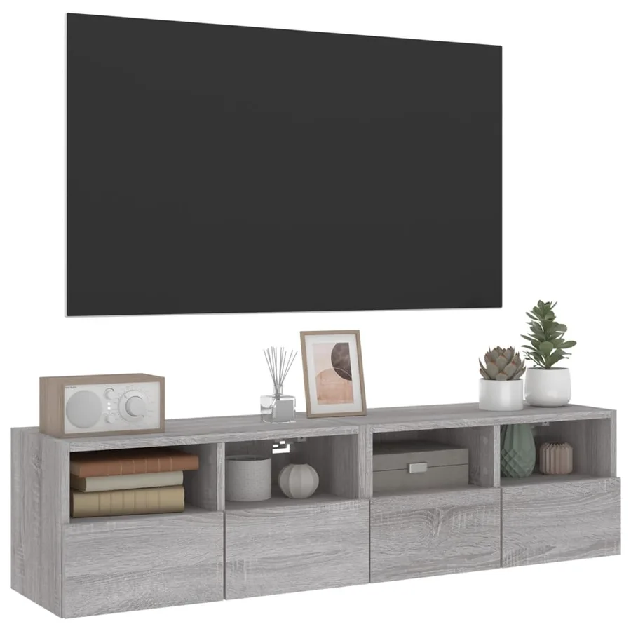 Meubles TV muraux 2pcs sonoma gris 60x30x30cm bois d'ingénierie - 6