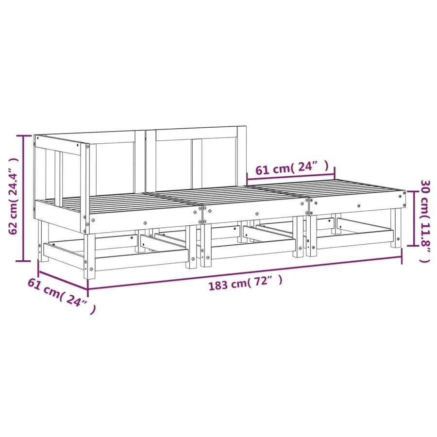Salon de jardin 3 pcs bois massif douglas - 8