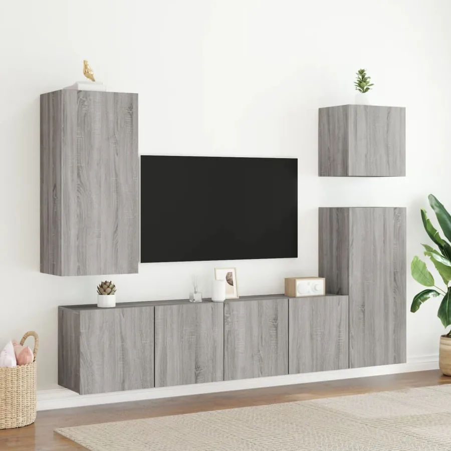 Meuble TV mural sonoma gris 80x30x41 cm - 11