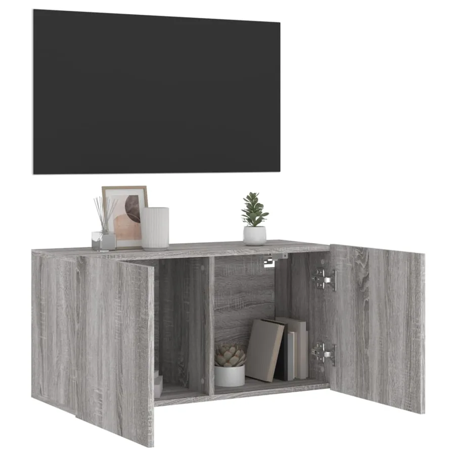 Meuble TV mural sonoma gris 80x30x41 cm - 4