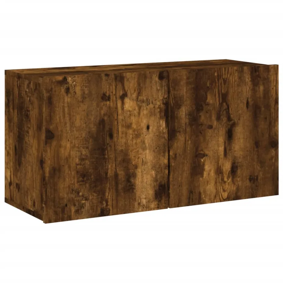 Meuble TV mural chêne fumé 80x30x41 cm - 2