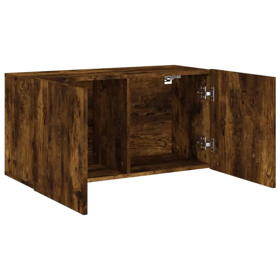 Meuble TV mural chêne fumé 80x30x41 cm - 5
