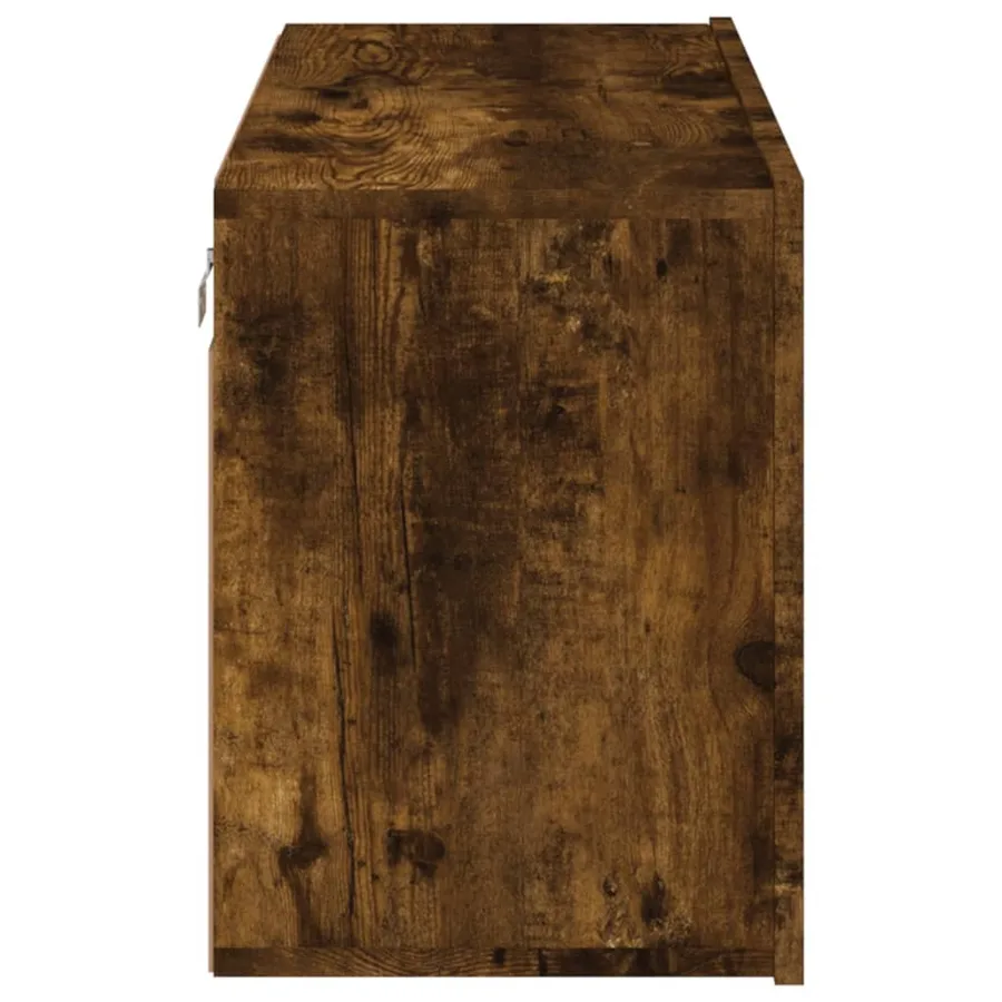 Meuble TV mural chêne fumé 80x30x41 cm - 7