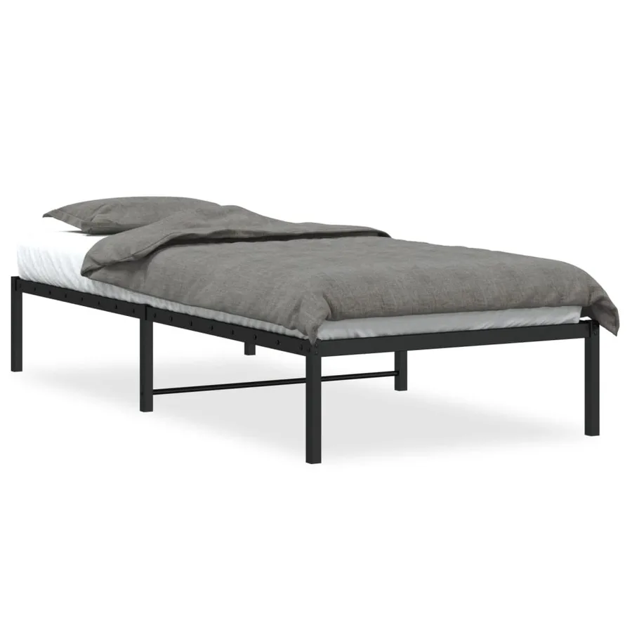 Cadre de lit métal sans matelas noir 90x200 cm - 2