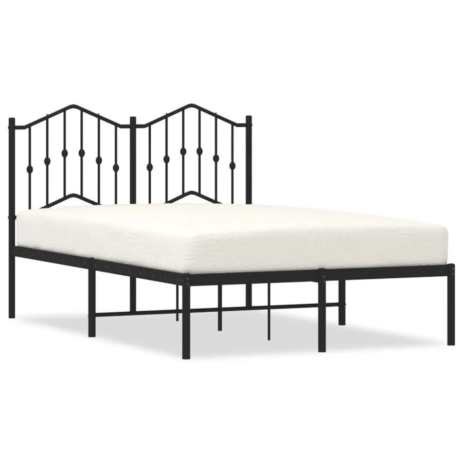 Cadre de lit métal sans matelas avec tête de lit noir 120x190cm - 2
