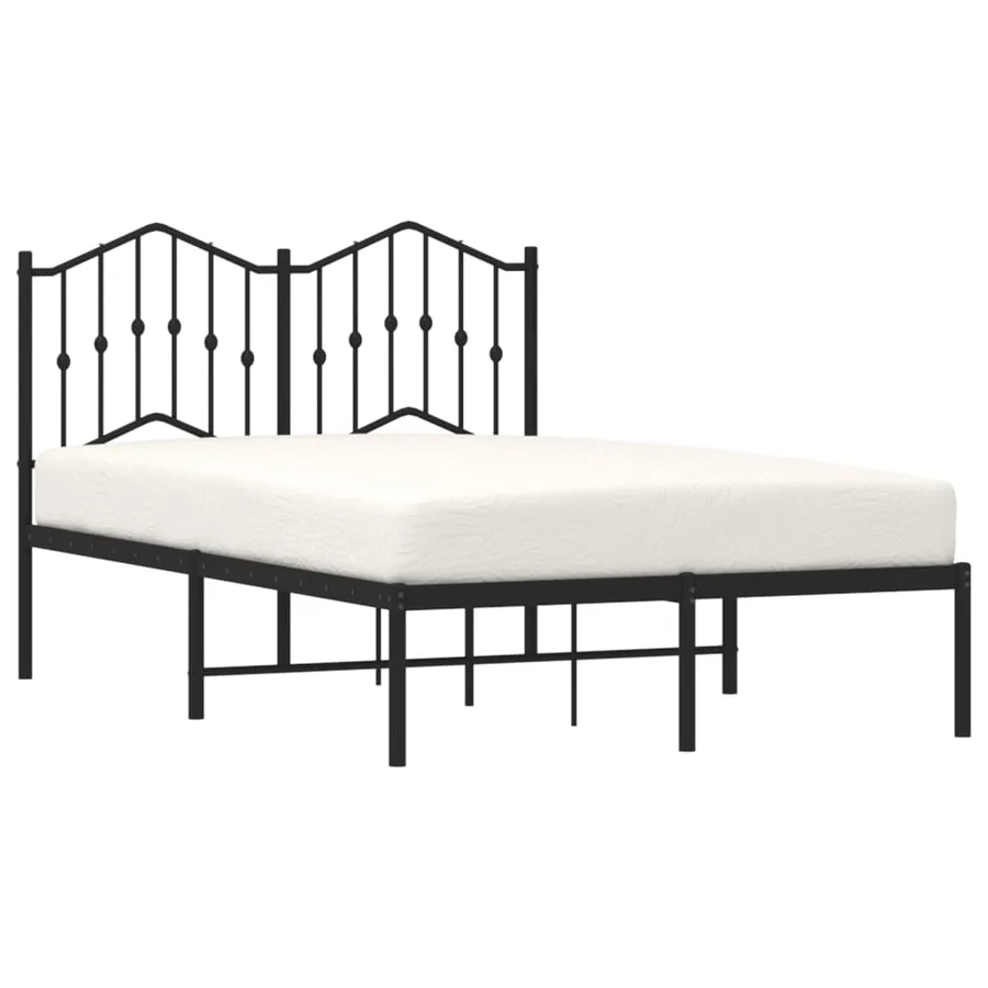 Cadre de lit métal sans matelas avec tête de lit noir 120x190cm - 3