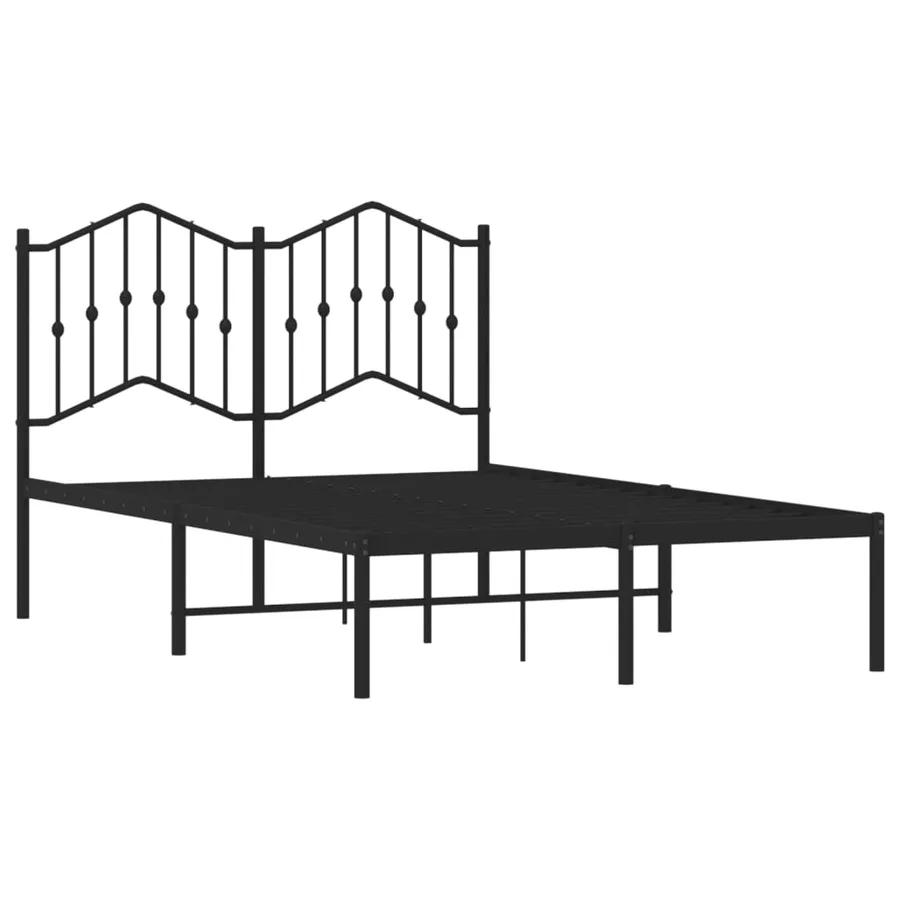 Cadre de lit métal sans matelas avec tête de lit noir 120x190cm - 4