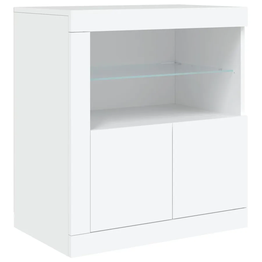 Buffet avec lumières LED blanc 162x37x67 cm - 10