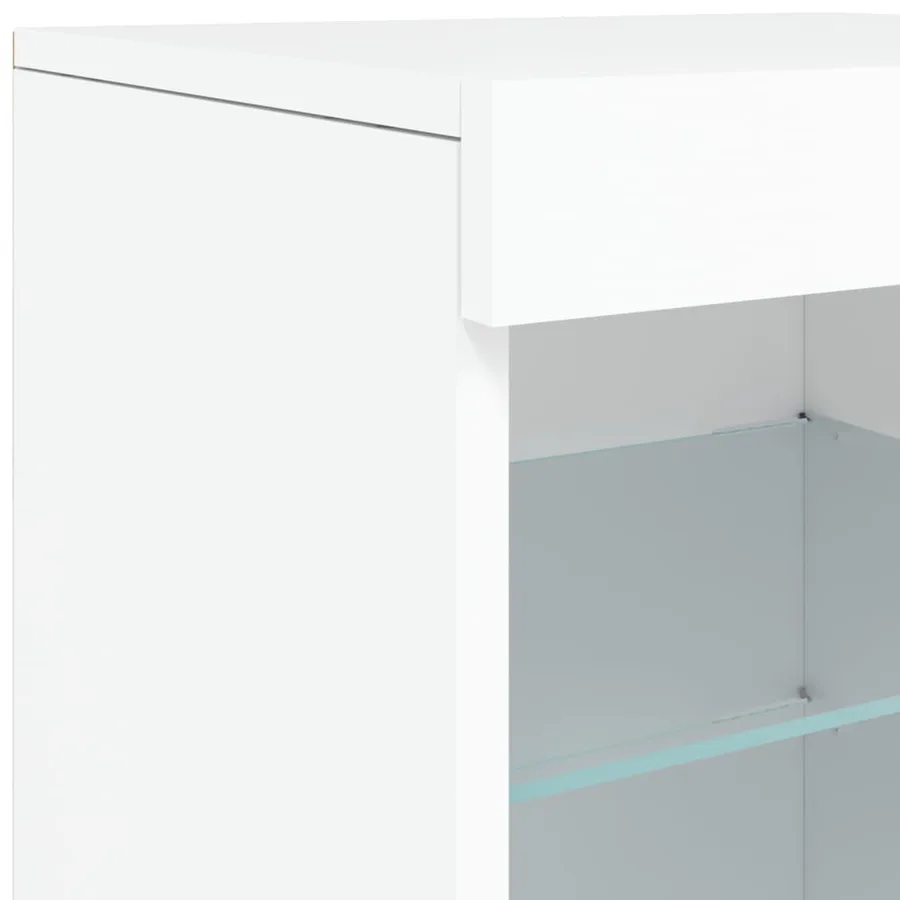 Buffet avec lumières LED blanc 162x37x67 cm - 13