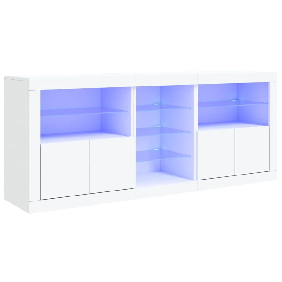 Buffet avec lumières LED blanc 162x37x67 cm - 2