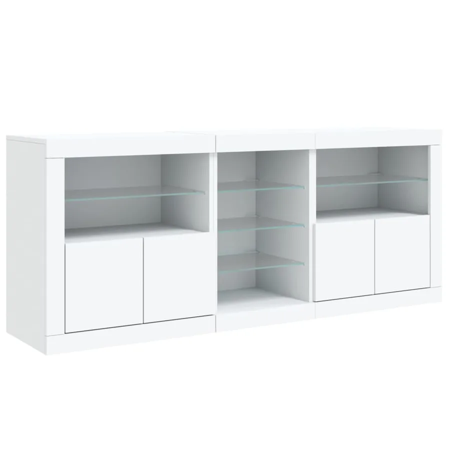 Buffet avec lumières LED blanc 162x37x67 cm - 6