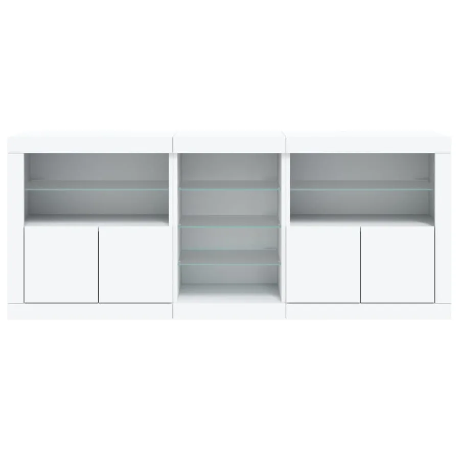 Buffet avec lumières LED blanc 162x37x67 cm - 7