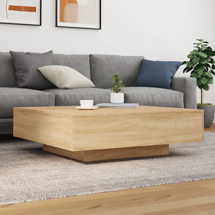 Table basse chêne sonoma 100x100x31 cm bois d'ingénierie - 3