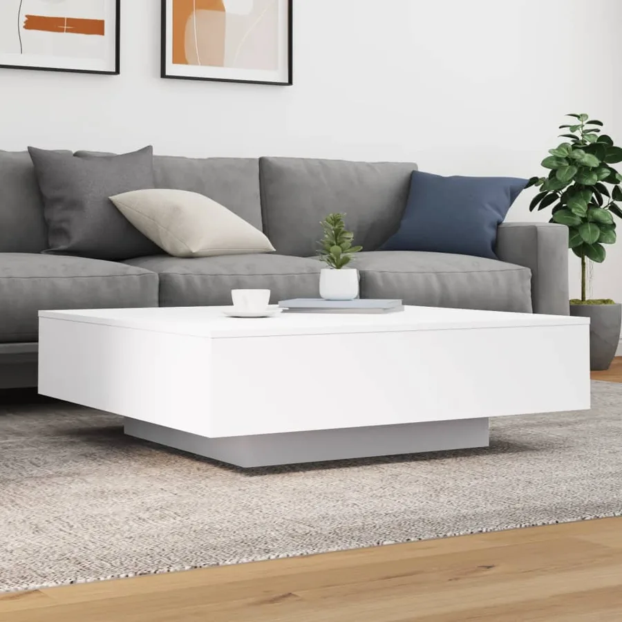 Table basse blanc 100x100x31 cm bois d'ingénierie - 3