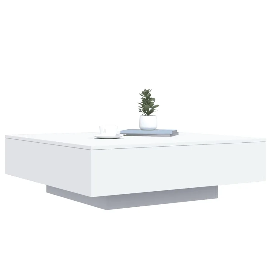 Table basse blanc 100x100x31 cm bois d'ingénierie - 4