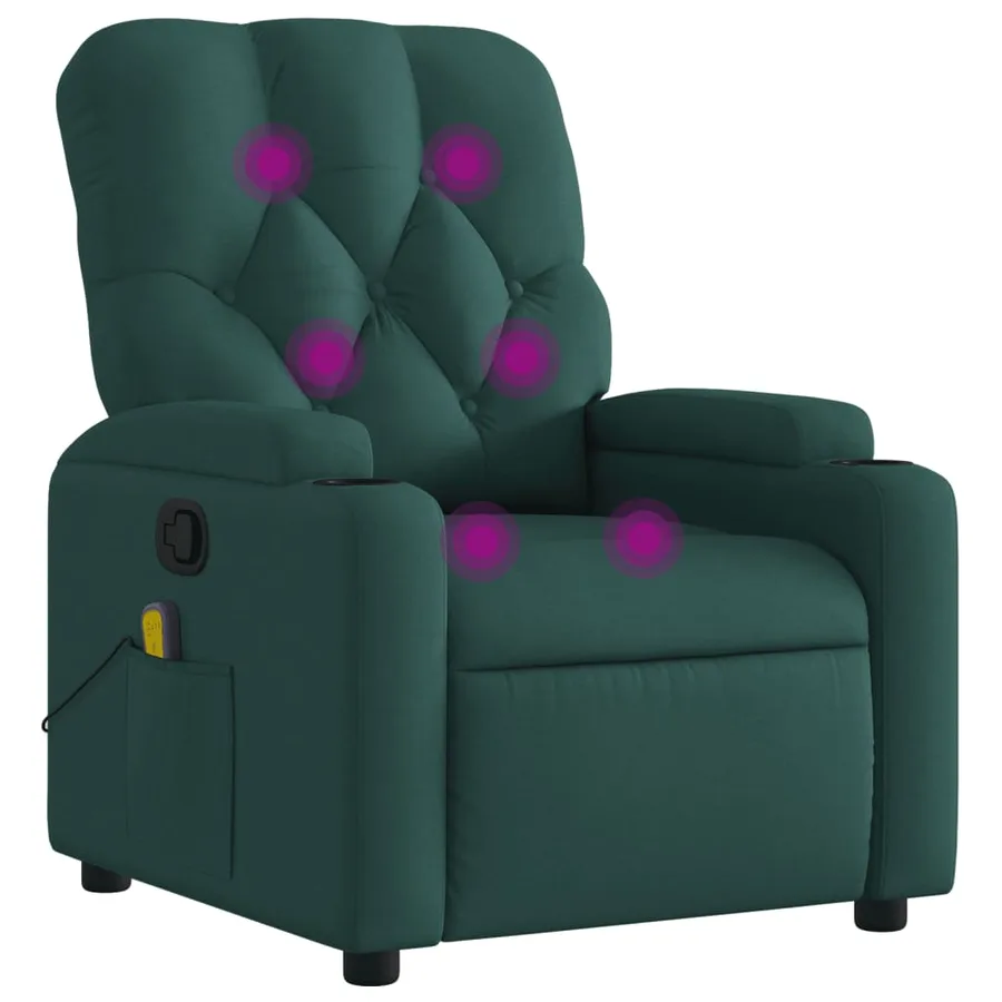 Fauteuil inclinable de massage vert foncé tissu - 2